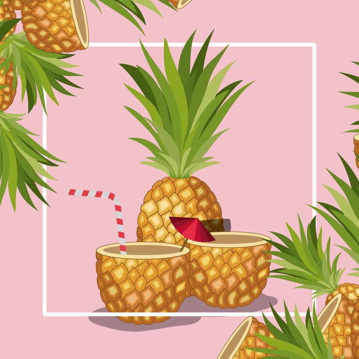 Vector fresh pineapple fruit tropical