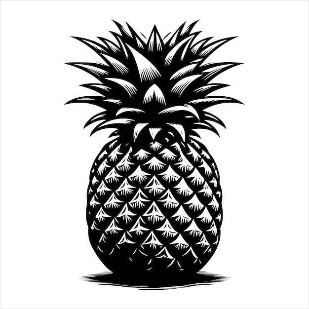 a fresh pineapple fruit vector silhouette vector black color silhouette isolated white background 47