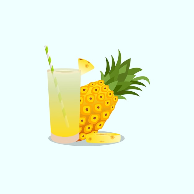 Illustrazione vettoriale premium di succo d'ananas fresco