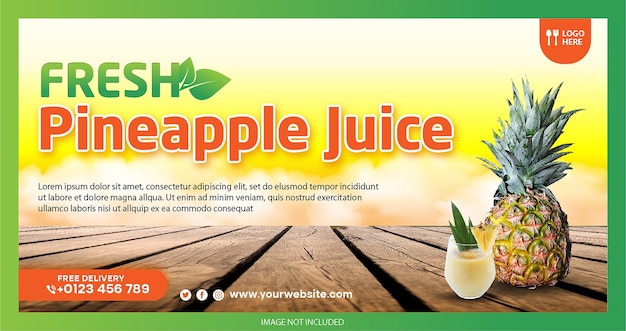 Fresh pineapple juice social media promotion banner