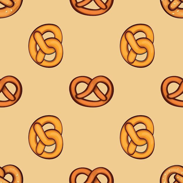 Fresh pretzel seamless pattern, cartoon style