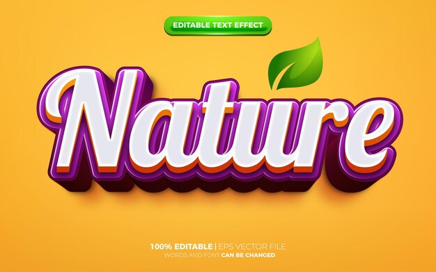 Fresh purple nature 3d logo template editable text effect style