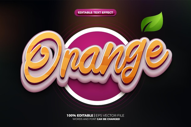 Fresh purple orange fruits food nature 3d logo mock up template editable text effect style