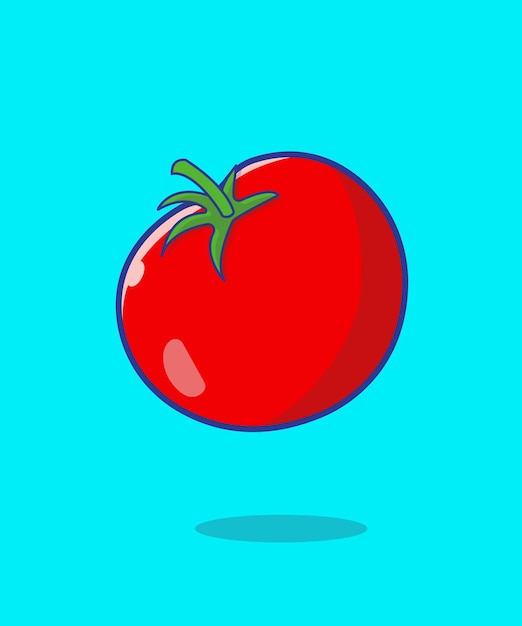 신선한 원시 토마토 만화 벡터 아이콘 그림 야채 자연 식품 아이콘 개념 절연