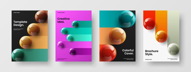 Fresh realistic balls leaflet layout composition