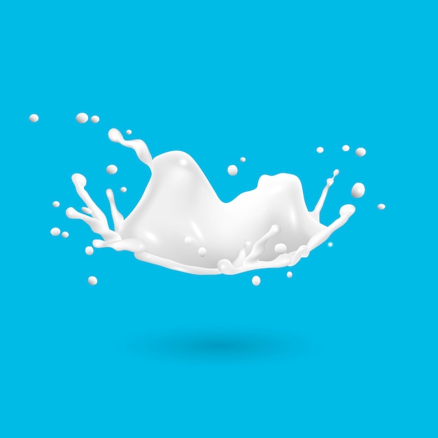 Fresh realistic milk splash on blue