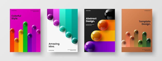 Fresh realistic spheres corporate brochure concept set