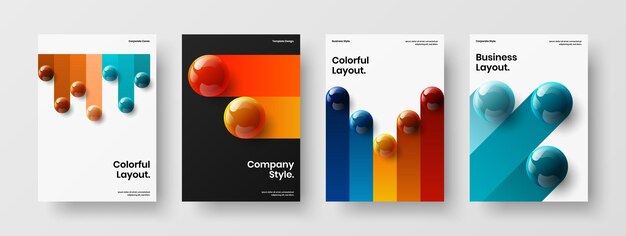 Fresh realistic spheres poster template composition