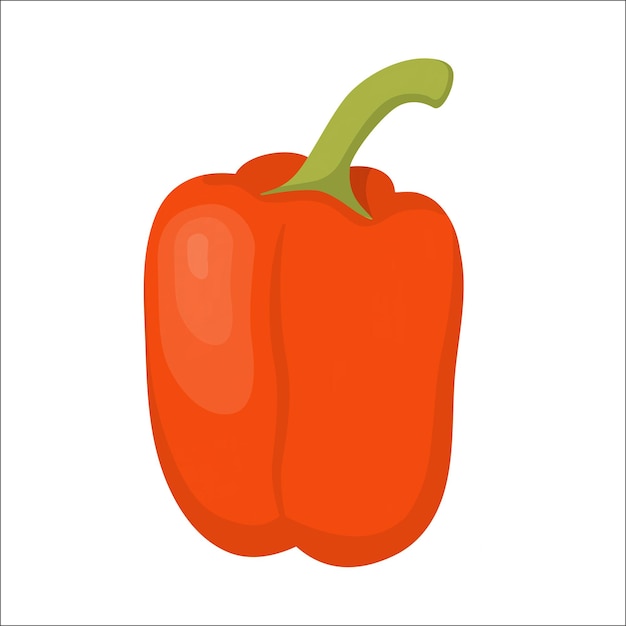 Fresh red bell pepper solated on white background vector illustration in flat style