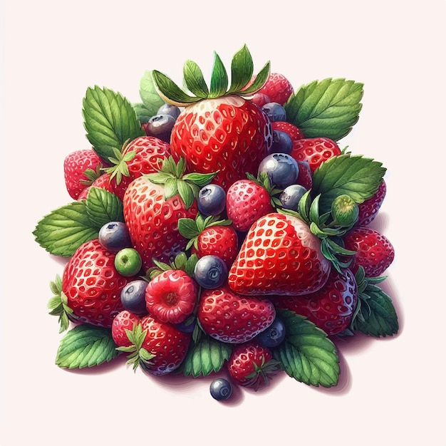 Fresh red strawberries as a still life illustration
