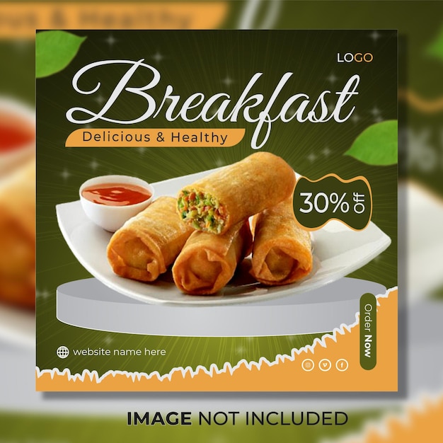 Fresh restaurant promotional food menu webinar or instagram social media post template