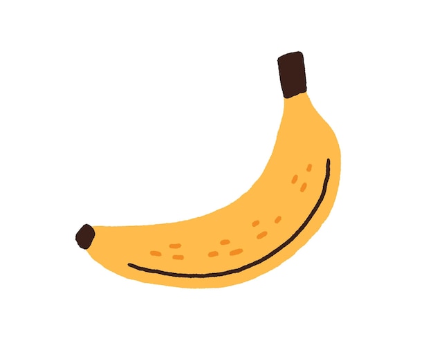 Banana matura fresca nella buccia. icona di cibo tropicale dolce. banane esotiche naturali in pelle gialla in stile doodle. vitamina cruda. illustrazione vettoriale piatta colorata isolata su sfondo bianco.