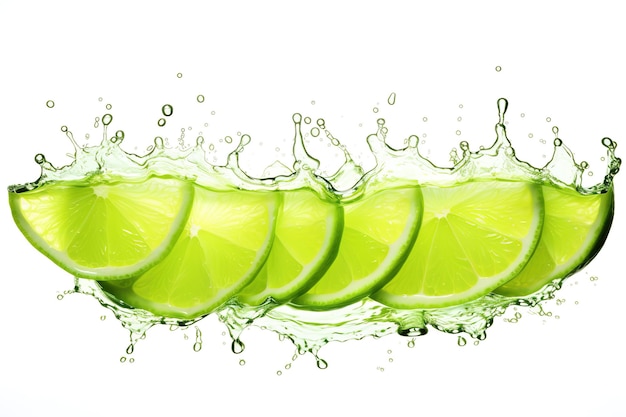 Fresh ripe bergamot fruits and splashing water on white background