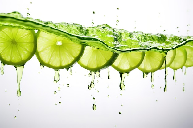 Fresh ripe bergamot fruits and splashing water on white background