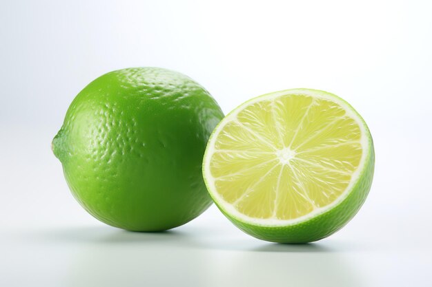 Vector fresh ripe green limes isolated on white