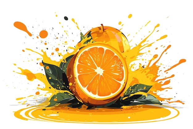 Vector fresh ripe orange fruit orange cut juice smoothie 3d splash twisted tasty vitamin citrus juice