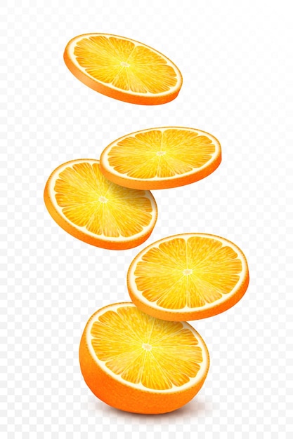 Vector fresh ripe slice of orange isolated on white background healthy food an element for your packaging design realistic 3d vector