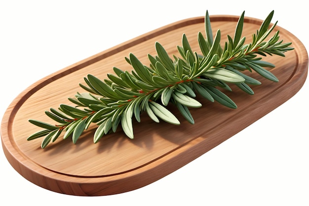 Fresh Rosemary on a wooden plate