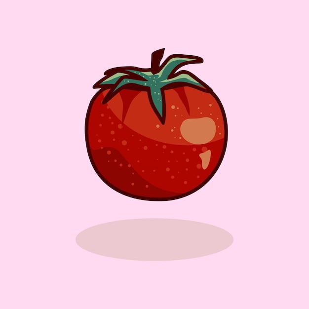 Vector fresh round red tomato hand drawn cartoon illustration