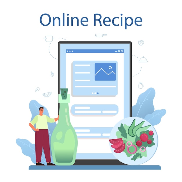 Vector fresh salad in a bowl online service or platform