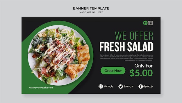 Vector fresh salad food banner template