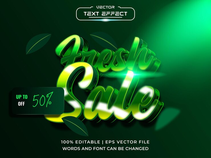 वेक्टर fresh sale 3d editable text effect mockup text