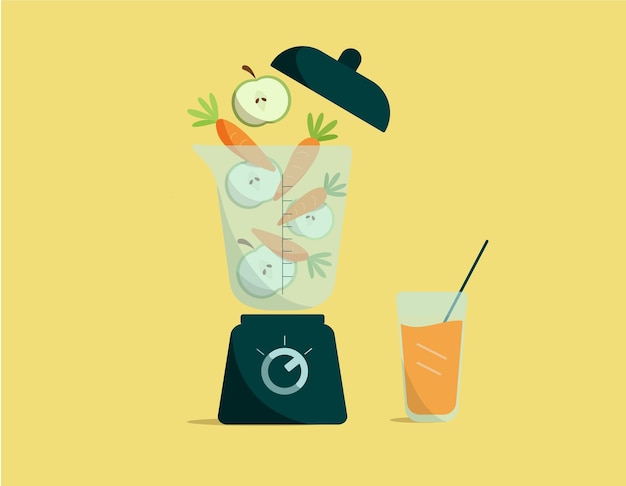 Vector fresh smoothies blend with carrot and green apple