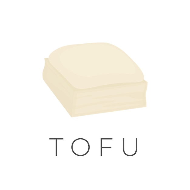 Vettore logo dell'illustrazione del tofu di soia fresca