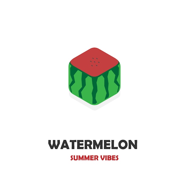 Fresh square watermelon illustration logo