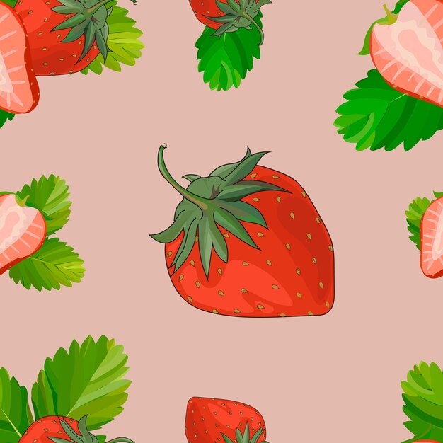 fresh strawberries seamless pattern