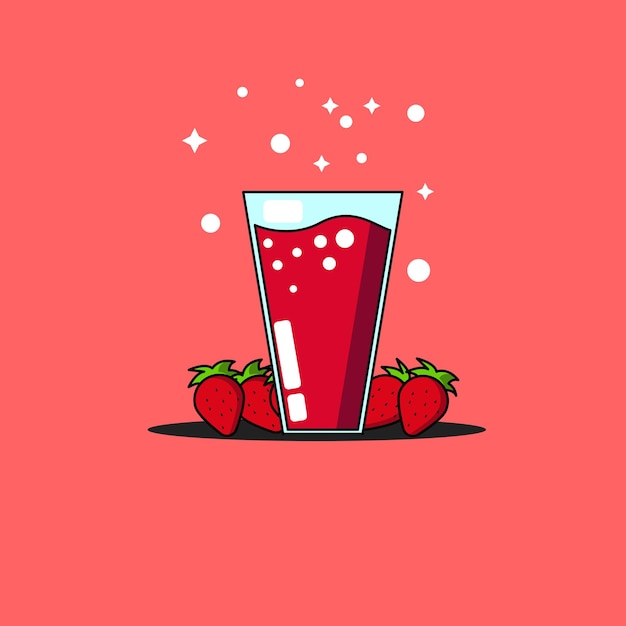 fresh strawberry flavored fruit juice vector illustration