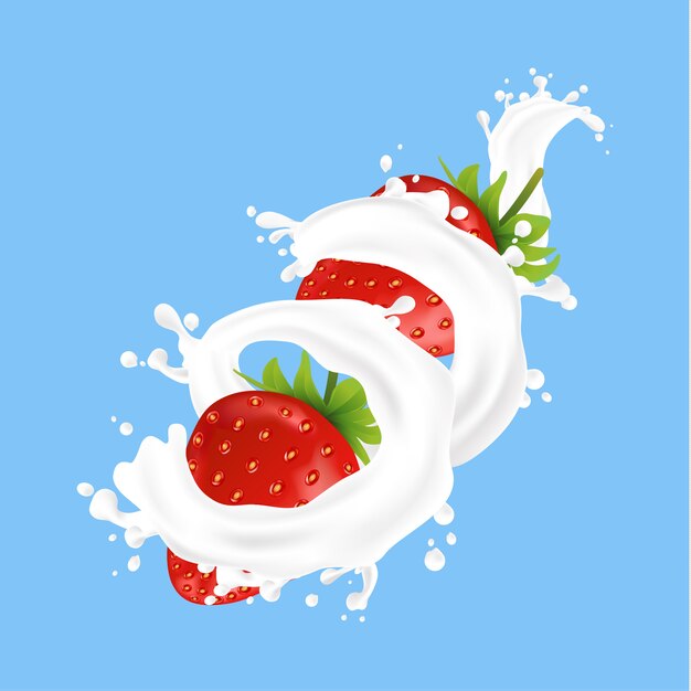Fresh strawberry with splash liquid