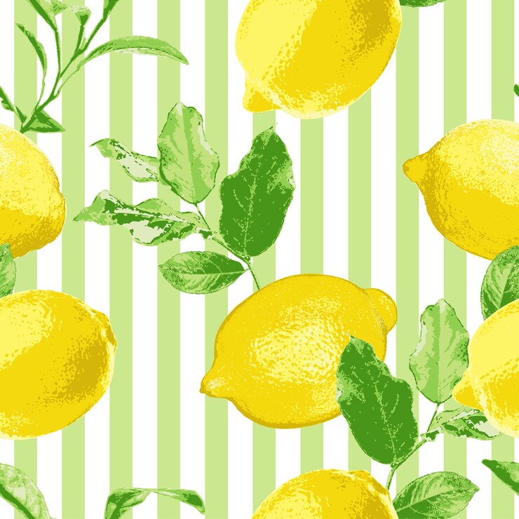 Vector the fresh striped lemon vector seamless pattern