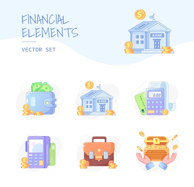 Fresh style of financial elements stickers