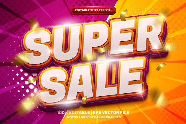 Fresh Super sale promo 3d editable text effect