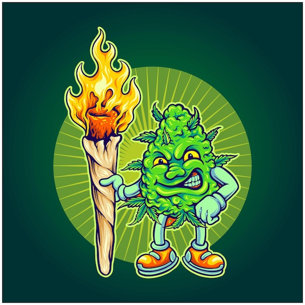 Vector fresh take funny monster cannabis bud vector illustrations for your work logo, merchandise t-shirt, stickers and label designs, poster, greeting cards advertising business company or brands