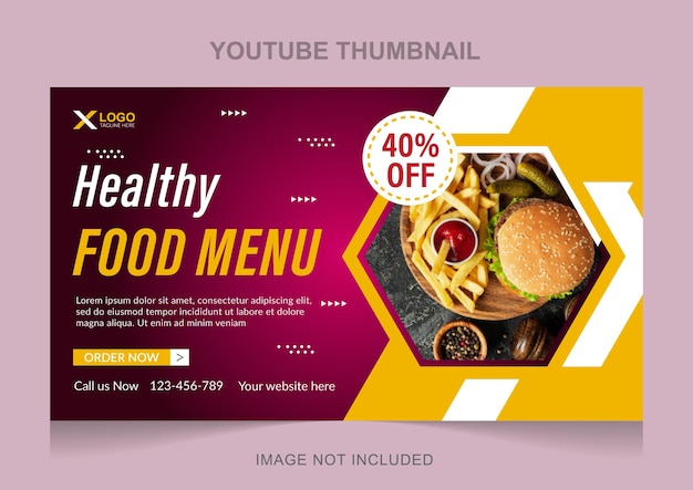 Fresh and tasty asian food menu youtube thumbnail design template