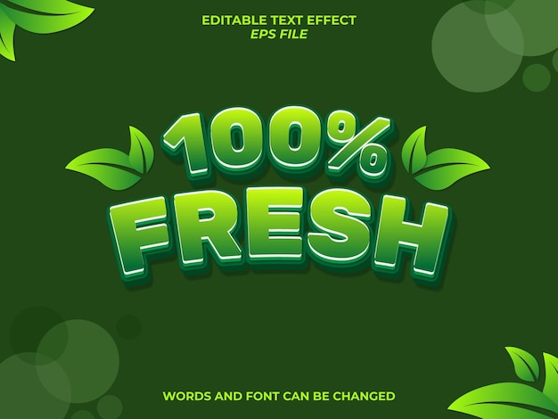 fresh text effect, font editable, typography, 3d text. vector template