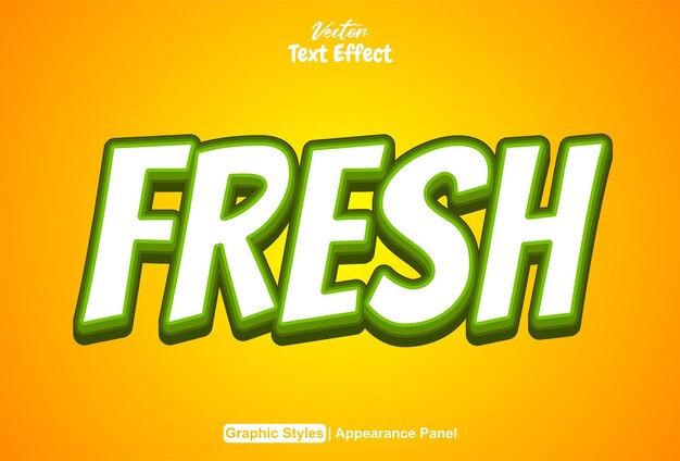 Fresh text effect with green color graphic style and editable