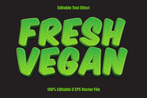 Vector fresh vegan editable text effect 3d emboss gradient style