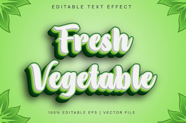 Vector fresh vegetable editable text effect cartoon style