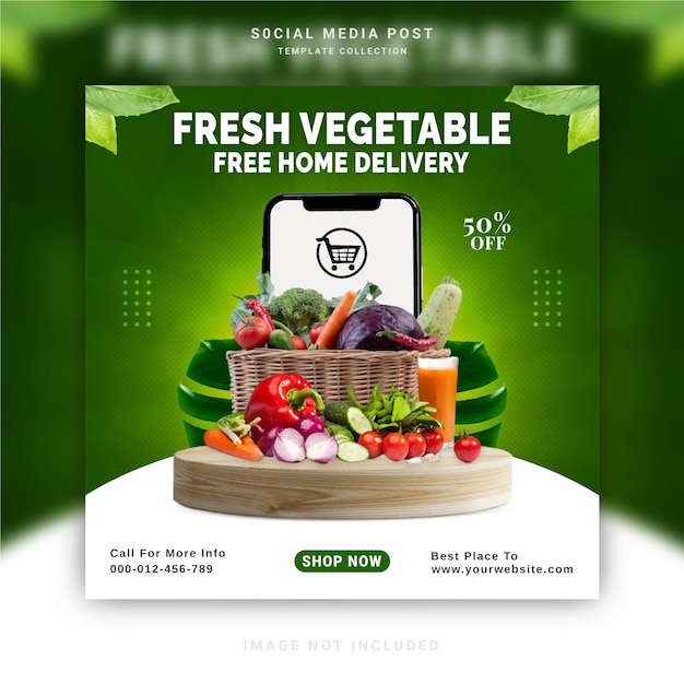 Fresh Vegetable Free Home Delivery Unique Ad Concept Social Media Post Instagram Banner Template