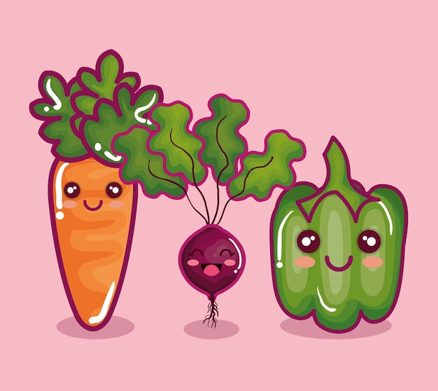 fresh vegetable funny character vector illustration design