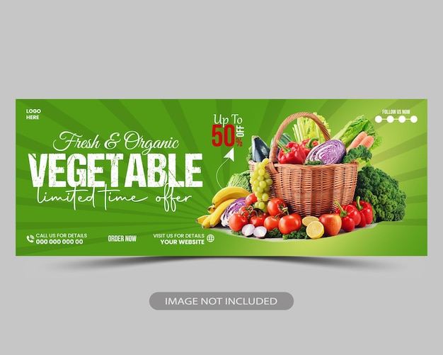 Vector fresh vegetable salad and food menu restaurant social media facebook cover banner template