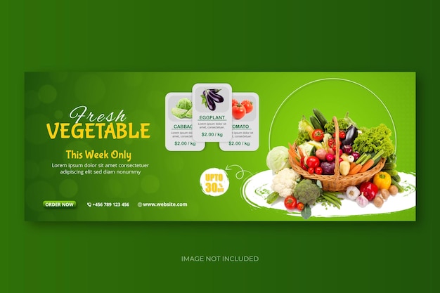 Шаблон рекламной обложки для продажи свежих овощей в социальных сетях