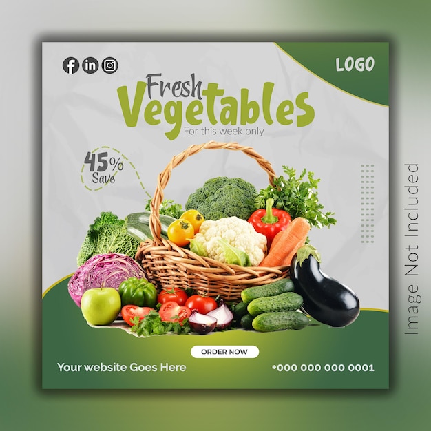 Fresh vegetable social media instagram post banner template vector layout