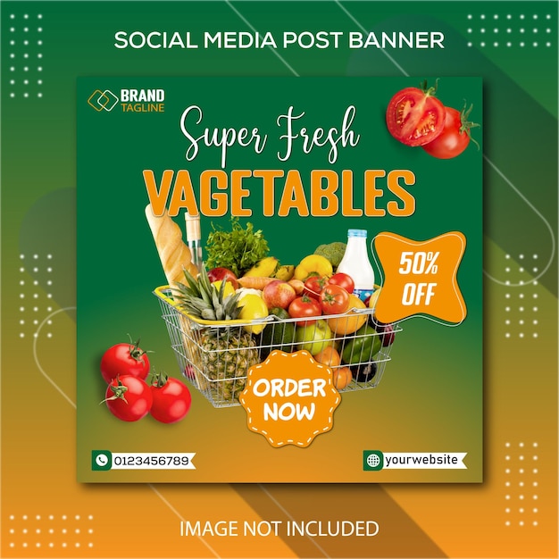 Fresh vegetable social media post design template