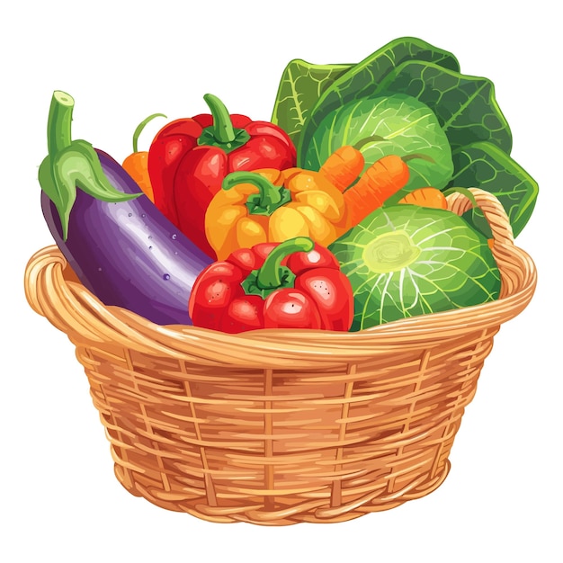 fresh vegetables in a basket vector