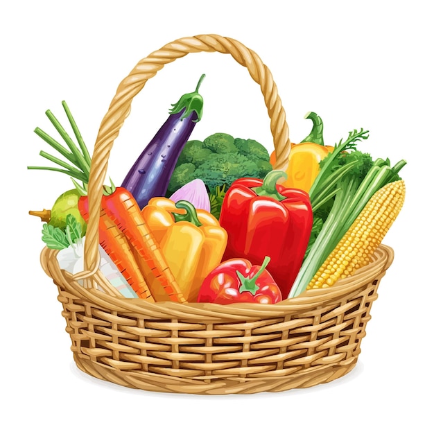 fresh vegetables in a basket vector