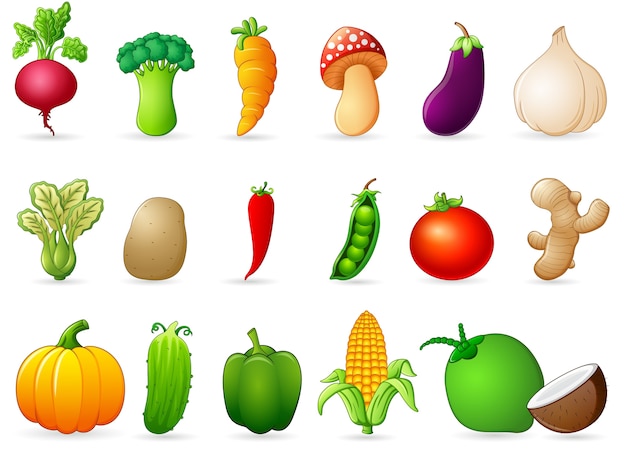 Premium Vector  Fresh vegetables cartoon